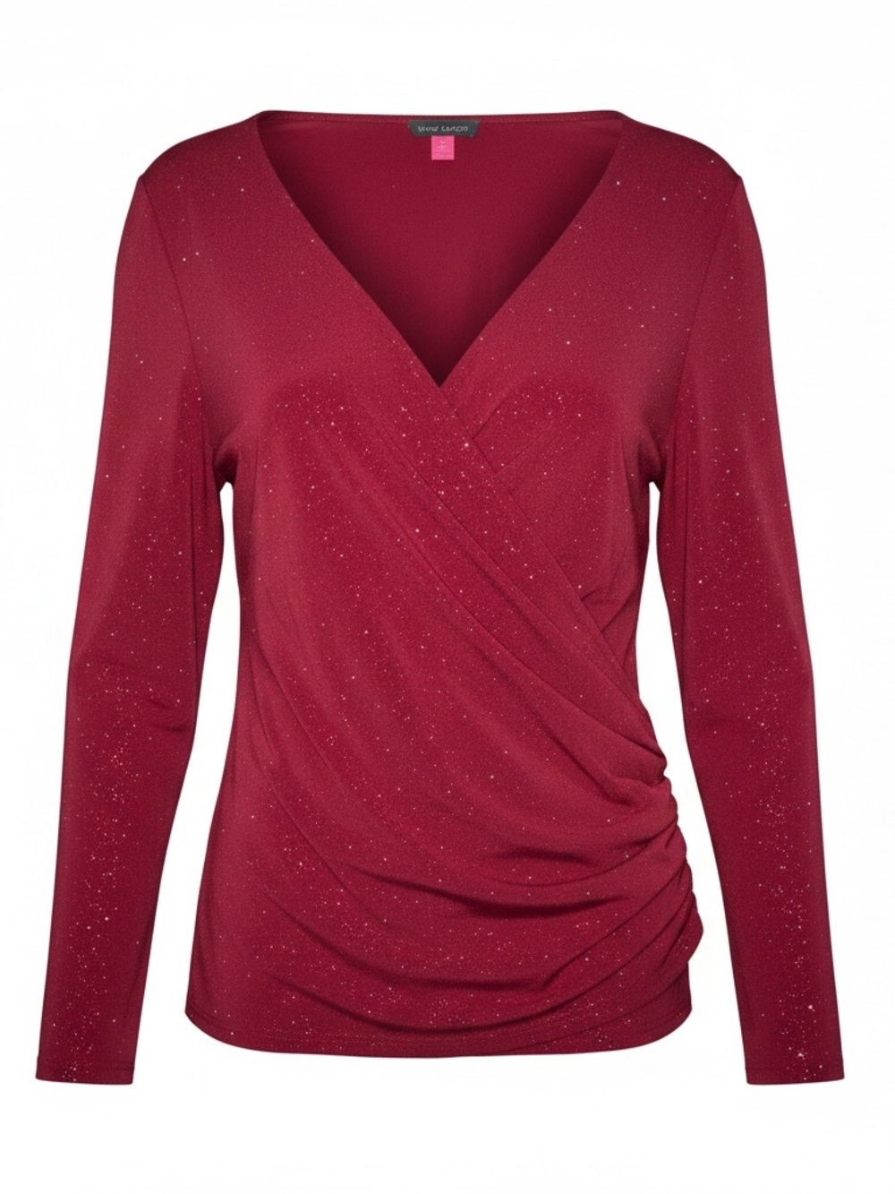 Vince Camuto Red Sparkle V-Neck Tunic Top